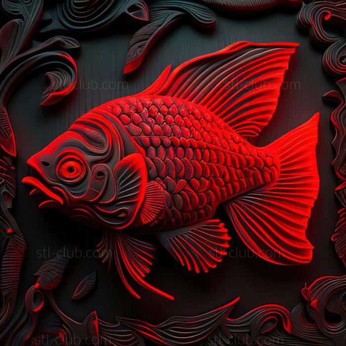 st False red neon fish